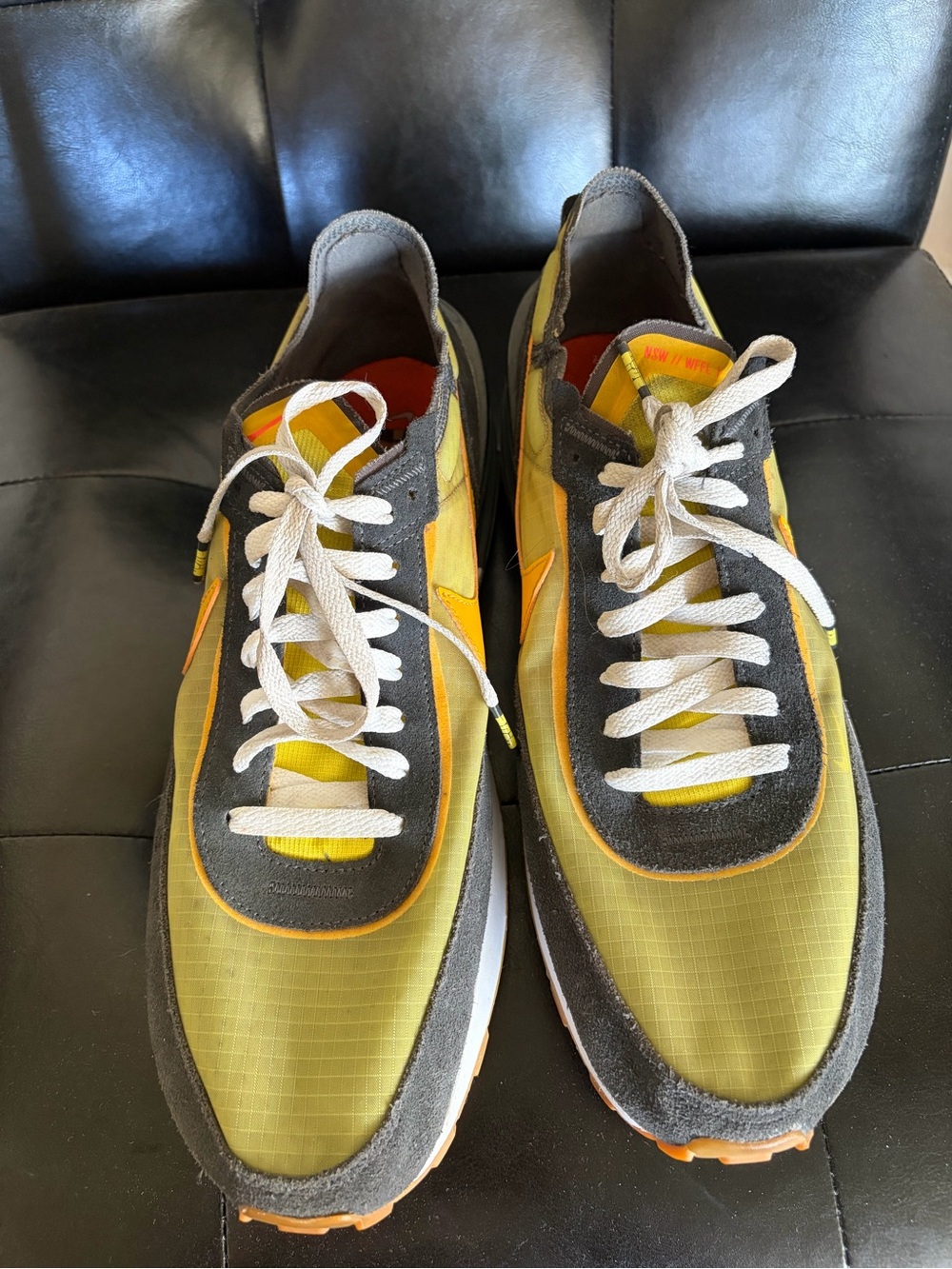 Nike Men’s lime and Gray Waffle Retro-Inspired Low-Top Sneakers - Picture 4 of 5